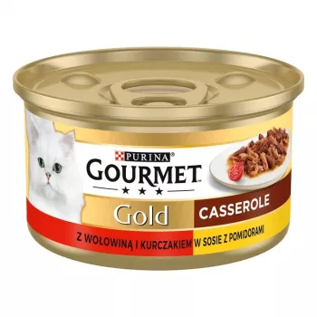 Šlapias kačių maistas Gourmet Gold 85 g – suaugusioms katėms, jautiena ir vištiena