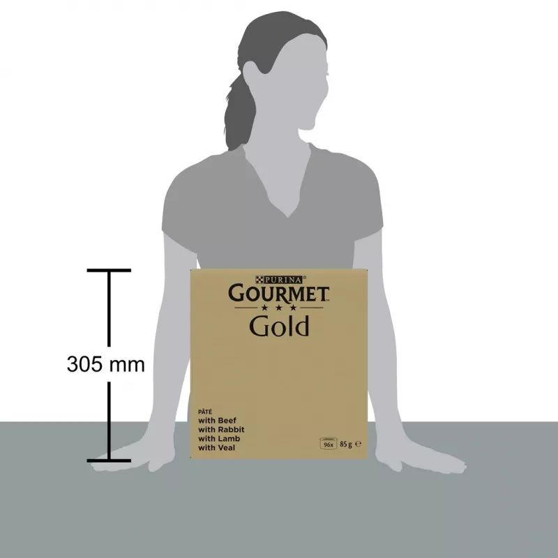 Šlapias kačių ėdalas Purina Nestlé GOURMET Gold Mus Mix — 96 x 85 g, 4 skoniai, suaugusioms katėms, 77,5% drėgmės