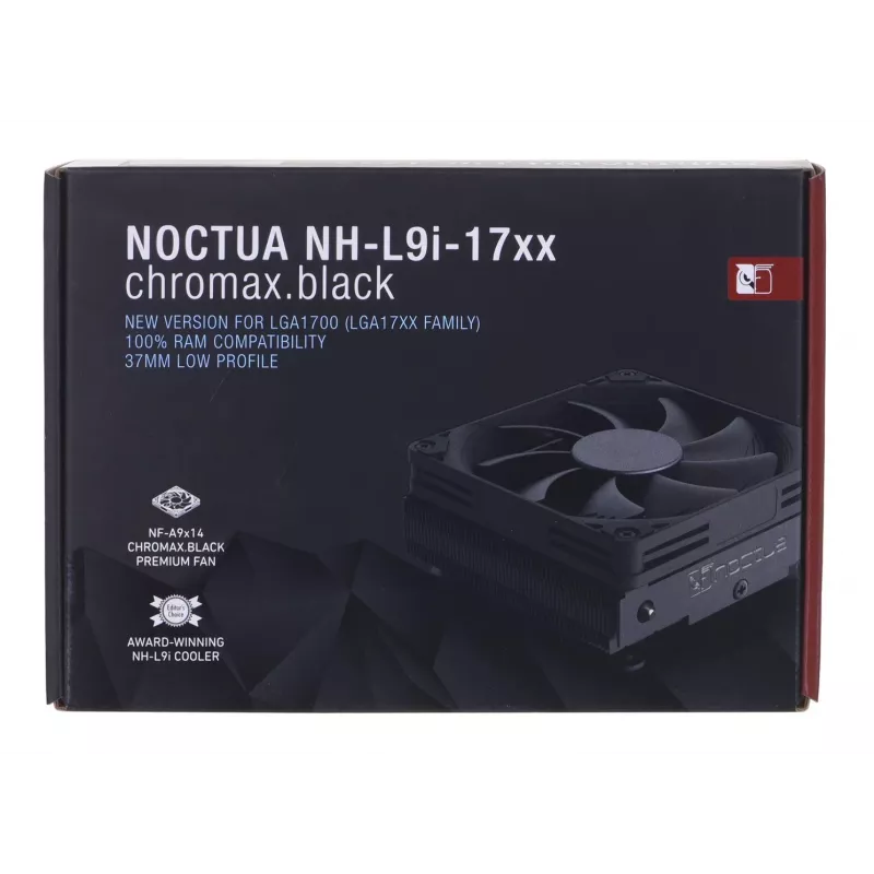 CPU aušintuvas Noctua NH-L9I-17XX chromax.black — Žemo profilio LGA1700 aušintuvas, 92 mm ventiliatorius, 37 mm aukštis