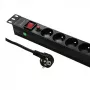 Qoltec 53996 Maitinimo skirstytuvas RACK 19 | 1U | 16A | PDU | 8xFRENCH | 2m