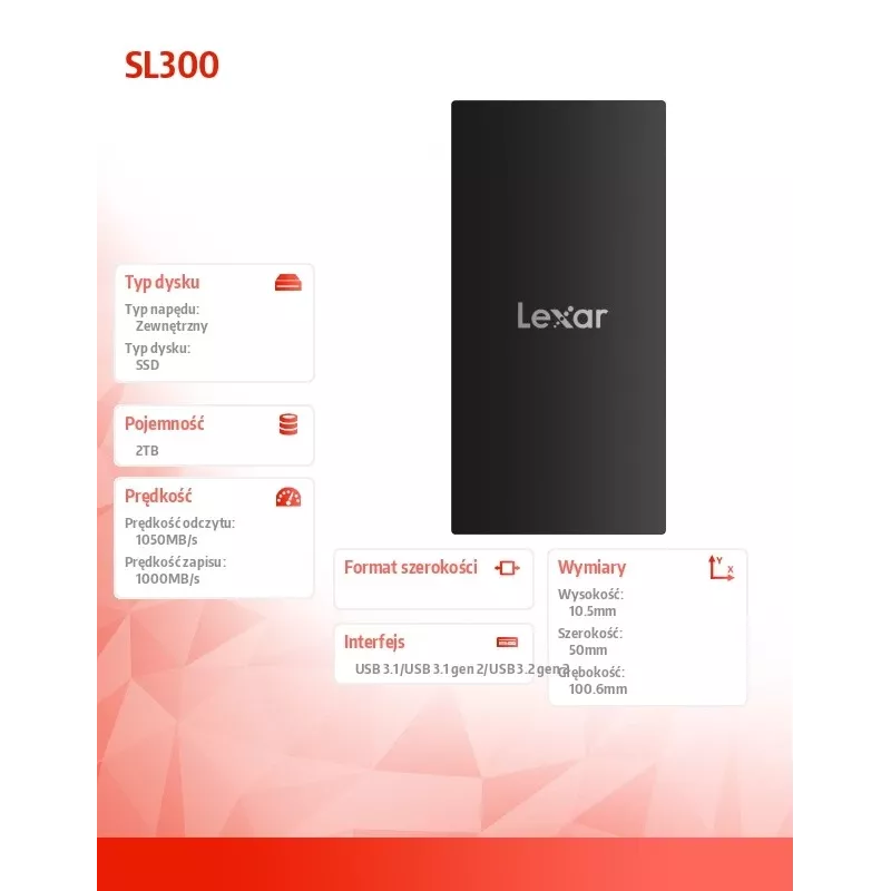Išorinis kietasis diskas (SSD) Lexar 2TB USB Type-C 3.2 Gen 2 LSL300002T-RNBNG