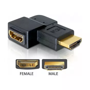 Adapteris HDMI (vyriškas) į HDMI (moteriškas) 90° dešinėn DeLOCK 65076