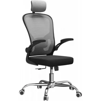 Biuro kėdė top e shop DORY SZARY – paminkštinta sėdynė, tinklinis atlošas, 650×620 mm, aukštis iki 122 cm