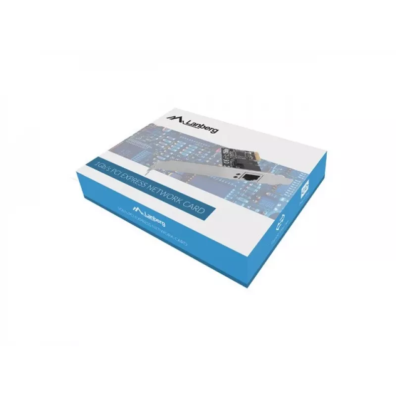 Vidinė Ethernet tinklo plokštė LANBERG PCE-1GB-201, PCI Express, 1× RJ-45 Gigabit (1000 Mbit/s), juoda