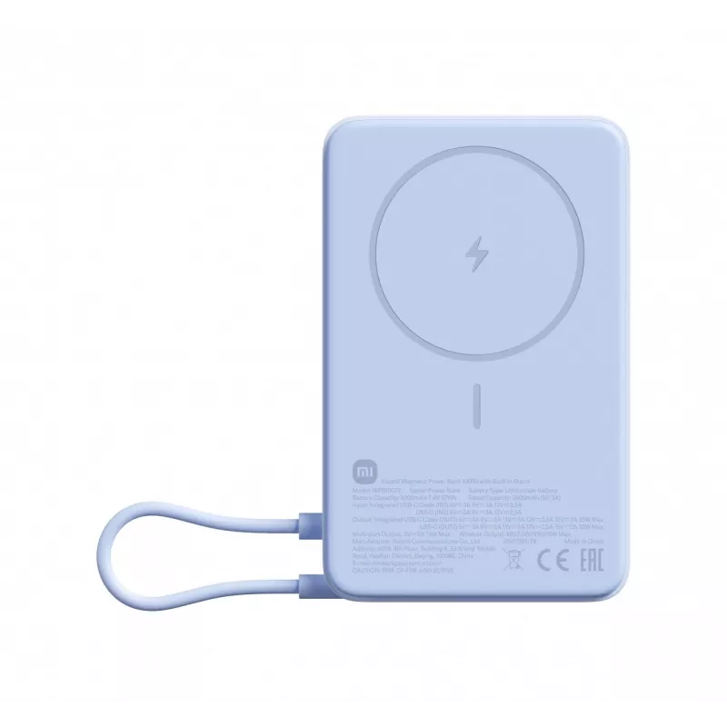 Powerbankas Xiaomi BHR08PCGL 5900 mAh Li‑Ion su belaidžiu įkrovimu, USB‑C, Mėlyna