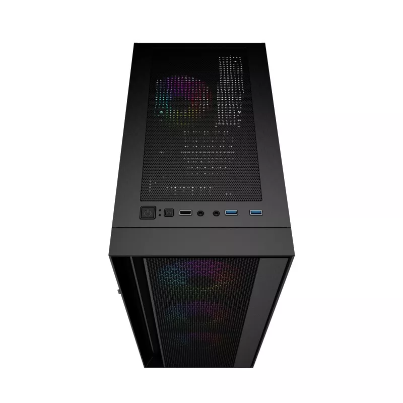 Korpusas GEMBIRD CCC-FC-4000 Midi Tower juodas, grūdintas stiklas, RGB apšvietimas, ATX/Micro-ATX/ITX