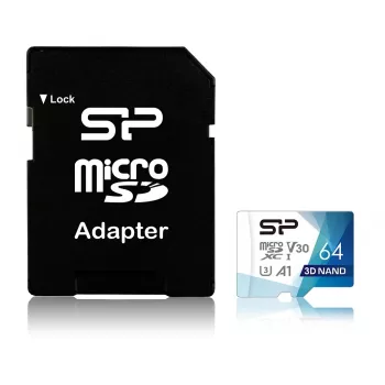 „Silicon Power Superior Pro 64GB“ MicroSDXC atminties kortelė UHS-III U3 V30 100/80 MB/s su SD adapteriu