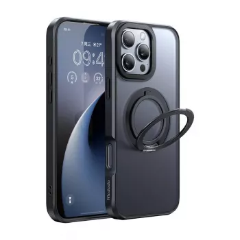 Apsauginis dėklas McDodo PC-4932 iPhone 16 Pro su integruotu stovu, juodas