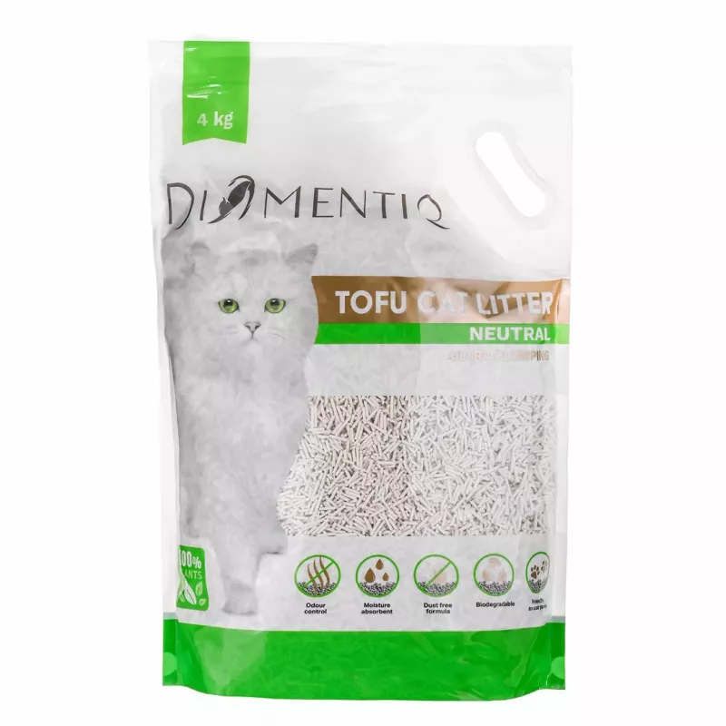 DIAMENTIQ Tofu Neutral Ultra clumping – augalinis kačių kraikas – 4 kg
