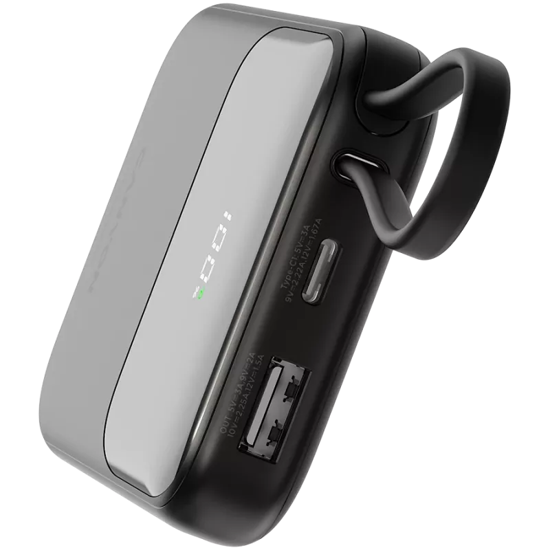 CANYON OnPower 101 įmontuotu kabeliu 10000 mAh PD22.5W Juoda