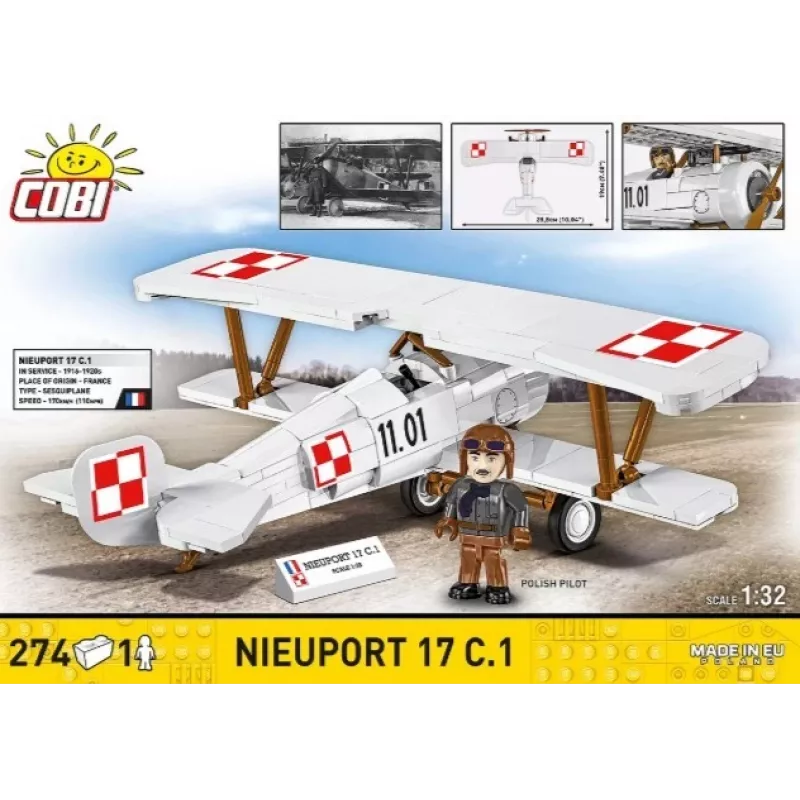 Cobi konstravimo rinkinys Nieuport 17 C.1, 274 detalės, modelio rinkinys