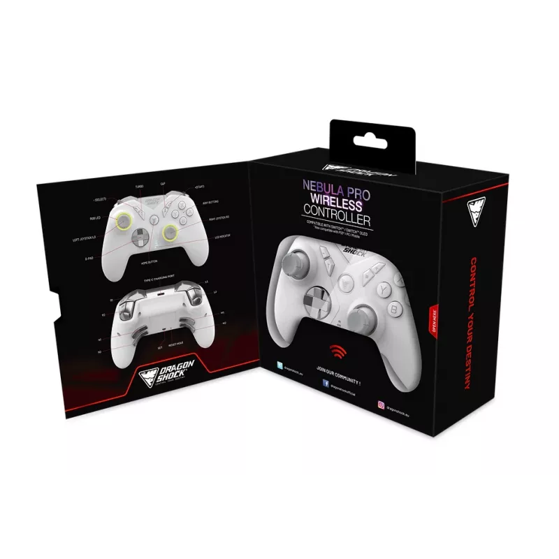 DragonShock Nebula Pro belaidis valdiklis, skirtas Nintendo Switch, su D-Pad, Home mygtuku, Start mygtuku, Turbo funkcija, Bluetooth