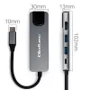 USB-C stotelė QOLTEC 53795 5‑in‑1 su 100W PD, 2×USB-A, HDMI 4K, RJ45