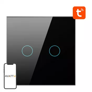Išmanusis šviesos jungiklis Avatto ZTS02-EU-B2 ZigBee 2 krypčių juodas, montuojamas ant sienos, EU modelis
