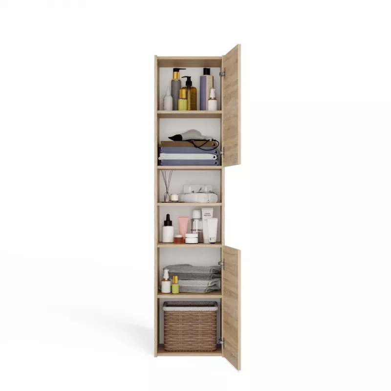 Vonios spintelė stovima Top e shop S40 SONOMA ąžuolinė, 6 lentynos, 400×300×1700 mm