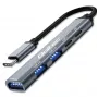 Qoltec 53790 USB-C 3.1 5in1 adapterio šakotuvas | USB-C PD | USB-C | 2x USB 2.0 | USB 3.0