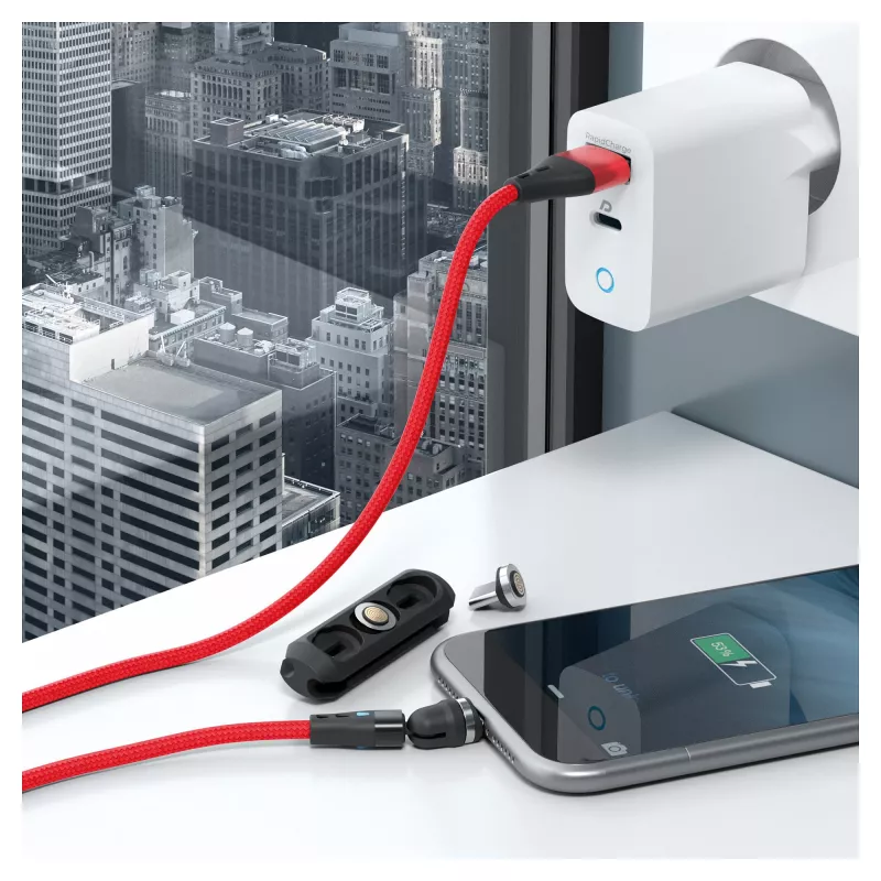 USB kabelis RealPower MagneticCharge3 1 m USB A raudonas
