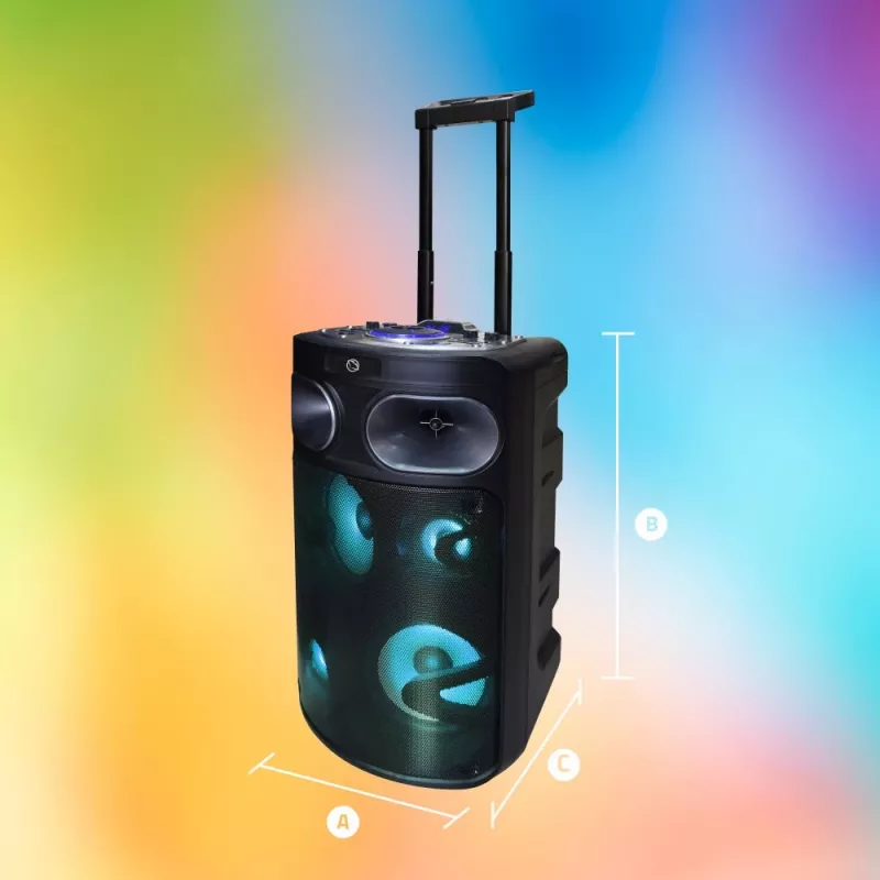 Nešiojamas Bluetooth karaoke garsiakalbis MANTA SPK0803B140 140W, su baterija, MIC/USB/microSD, FM, ekvalaizeriu, ratais