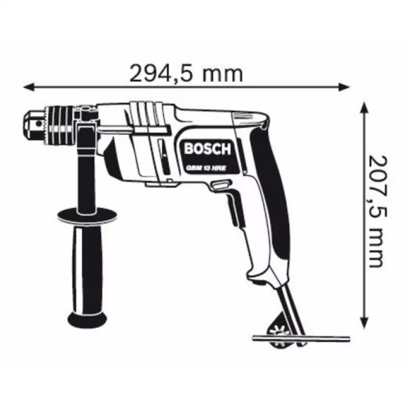 Laidinis gręžtuvas Bosch 0 601 049 603 — 550 RPM, 550 W, 285 W, 40 mm medis, 13 mm plienas, 2.1 kg