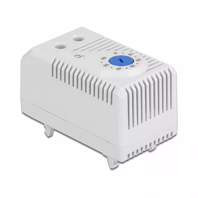 Termostatas DELOCK 66823, plastikinis korpusas IP20, 30 W, 250 V, 10 A, 43×60×33 mm, mėlynai pilkas