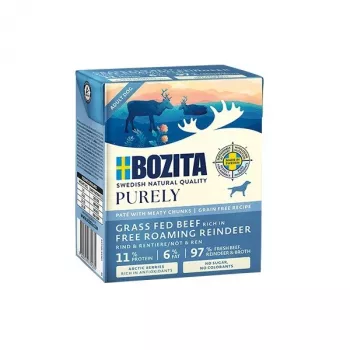 BOZITA Purely Paté Duoprotein Jautiena ir šiaurės elnias - šlapias šunų ėdalas - 370g