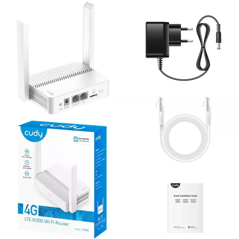 Cudy LT300 belaidis maršrutizatorius Fast Ethernet vienos juostos (2,4 GHz) 4G baltas