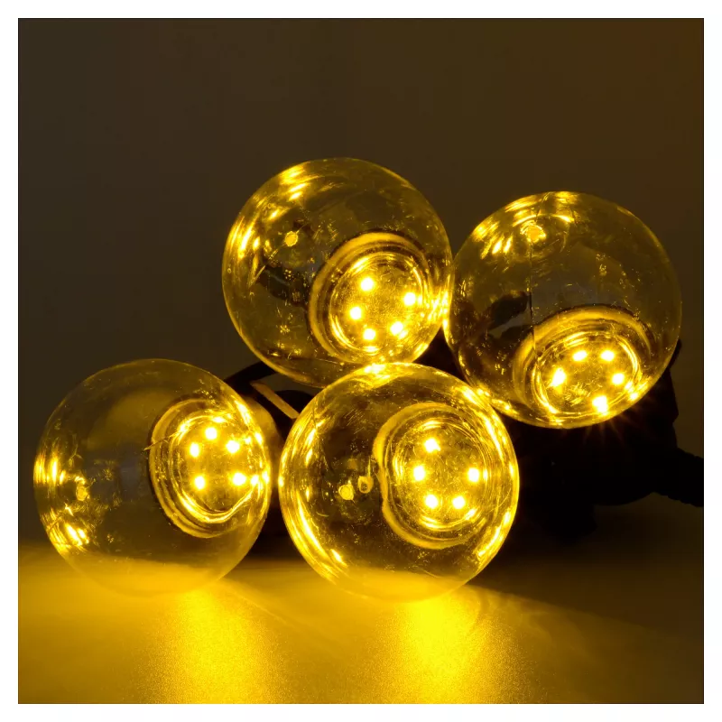 RealPower 463627 LED girlianda 10 m, 24 lempos, šiltai balta šviesa, IP44, juoda