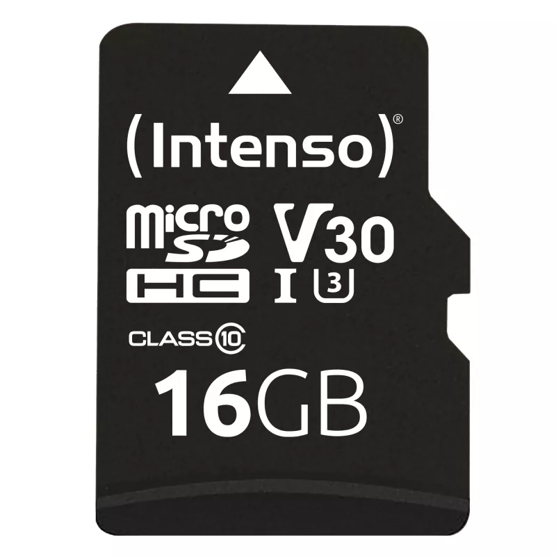 Intenso 3433470 microSDHC 16GB C10/UHS-I/U3/V30 atminties kortelė su SD adapteriu
