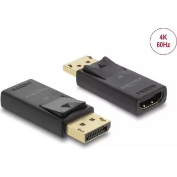 DELOCK Active DisplayPort 1.2 į HDMI adapteris 4K HDR, USB maitinamas vieno gabalo kabelis