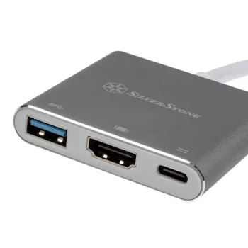 SilverStone SST-EP08C USB 3.1 Type-C adapteris į HDMI/USB Type-C/USB Type-A – sidabrinis