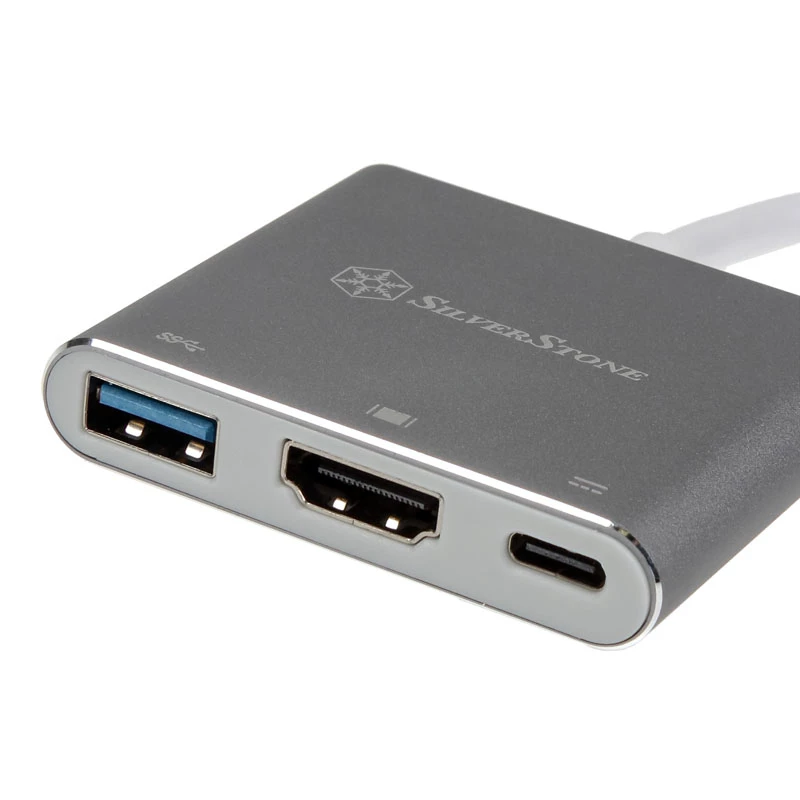 SilverStone SST-EP08C USB 3.1 Type-C adapteris į HDMI/USB Type-C/USB Type-A – sidabrinis