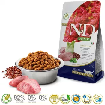 Sausas kačių ėdalas Farmina N&D Quinoa Digestion Adult Ėriena 1,5 kg