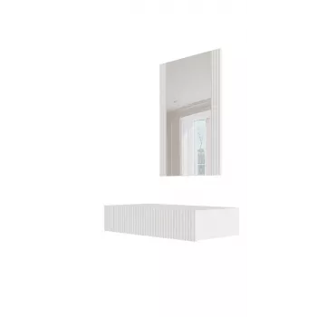 Tualetinis staliukas su veidrodžiu cama meble PAFOS 80×41.6×100 cm, baltas matinis, MDF rėmas, 1 stalčius