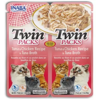 INABA CAT Twin Tuna with Chicken in Broth – skanėstas katėms – 2x40g