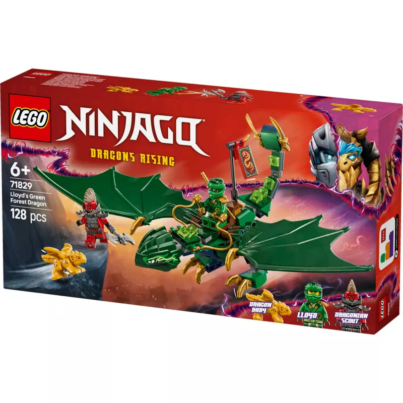 LEGO NINJAGO 71829 Lloyd's Green Forest Dragon konstruktorius, 128 dalių, 2 minifigūrėlės, nuo 6 metų