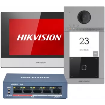 Vaizdo domofono sistema Hikvision DS-KIS604-S(C) 2 MP 17,8 cm (7 inch) juoda, pilka, sidabrinė