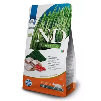 Sausas kačių ėdalas Farmina N&D Spirulina Silkė 1,5 kg – be grūdų, 44% baltymų, 20% riebalų