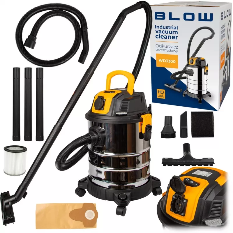 BLOW WD3300 pramoninis dulkių siurblys su 230V rozete 2000W