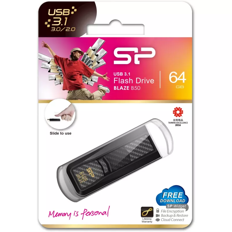 USB atmintukas Silicon Power 64GB USB Type-A 3.2 Gen 1 Blaze B50
