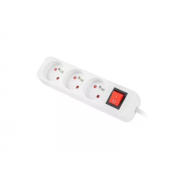 Prailginimo laidas LANBERG PS1-03E-0300-W — 3 m, 3 kištukiniai lizdai (E tipo), baltas, vidaus naudojimui