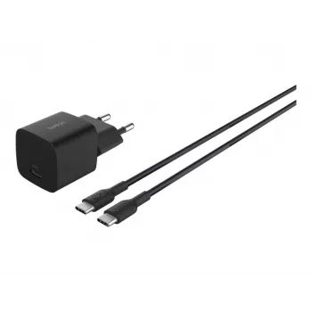AC sieninis įkroviklis Belkin BoostCharge 25W USB-C PD/PPS, 1 m kabelis, juodas — žaidimų konsolėms, išmaniesiems telefonams, planšetėms
