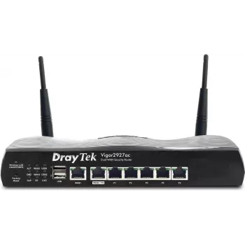 Draytek Vigor 2927ac - Belaidis maršrutizatorius 5 prievadų jungiklis - 1GbE - WAN prievadai: 2 - Wi-Fi 5 - Dviejų juostų (v2927ac-DE-AT-CH)