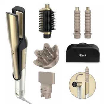 Plaukų formavimo prietaisas Shark HD6052SEU 6-in-1 multistyler — 1500 W, keraminė danga, 100–150 °C, oro srauto technologija, koncentratorius, kelioninis maišelis