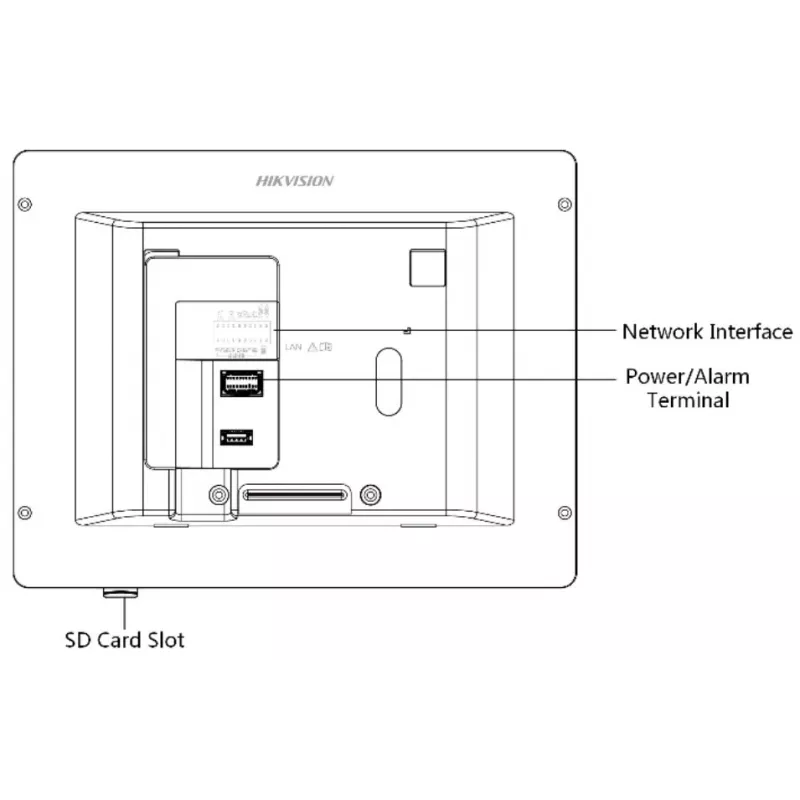 Vizualinis domofonas Hikvision DS-KH8350-TE1 7 colių IPS jutiklinis ekranas, PoE, SIP, MicroSD lizdas, 1024×600, aliumininis korpusas, juodas