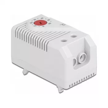 Termostatas DELOCK 66824, plastikinis korpusas, IP20, 30 W, 250 V, 10 A, 43×60×33 mm, pilkai raudonas