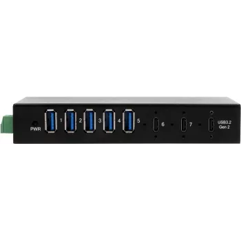 EXSYS GmbH 7 prievadų USB 3.2 Gen 2x1 metalinis HUB, 2x C + 5x A jungtys (EX-12297HMS)
