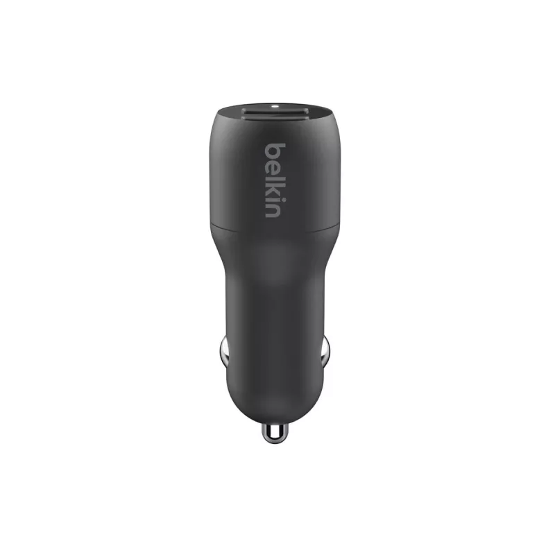 Automobilinis dviejų USB-A prievadų įkroviklis 12W x2, juodas