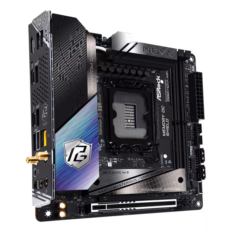 Motininė plokštė ASRock Phantom Gaming Z890I Nova WiFi — Intel Z890, LGA 1851, mini ITX, DDR5, 2x M.2, Wi‑Fi 6E/7, 5Gb LAN, Thunderbolt