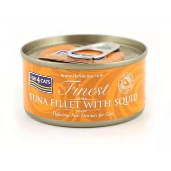 FISH4CATS Tunio filė su kalmaru - šlapias kačių ėdalas - 70g