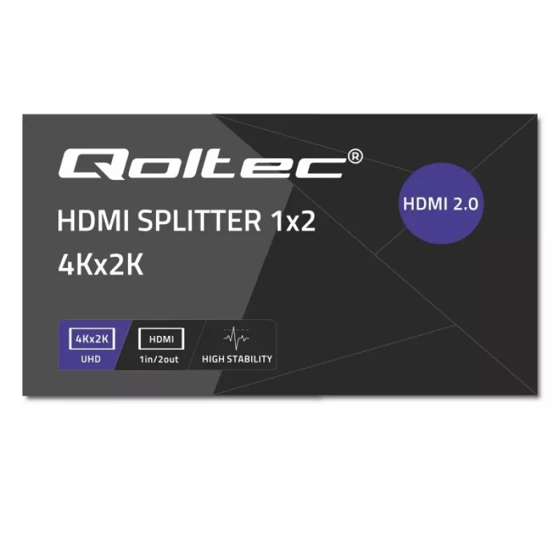 Qoltec 51797 Aktyvus HDMI skirstytuvas 2 x HDMI 4K x 2K | 6Gb/s | 60Hz